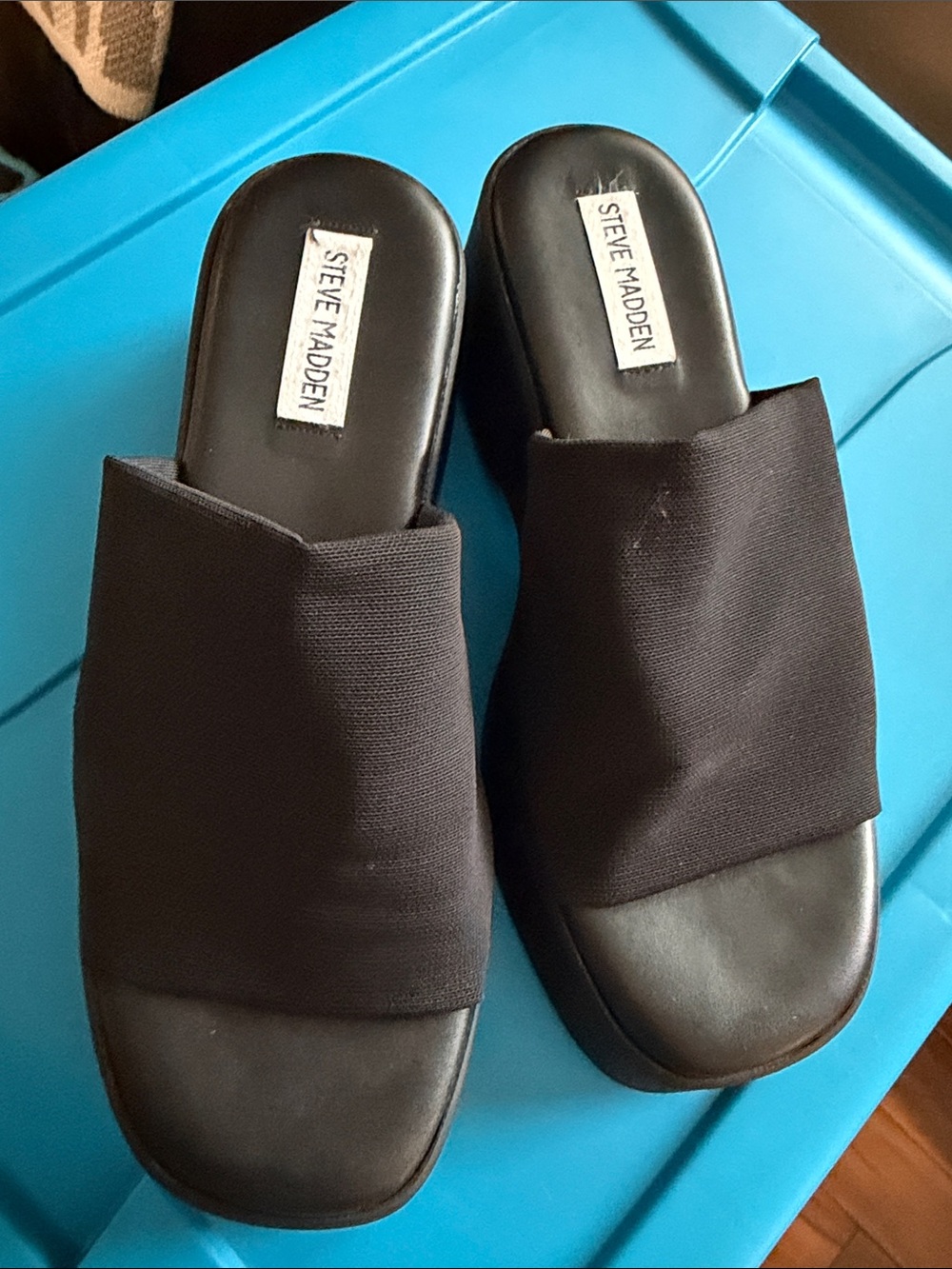 Steve Madden Black Wide-Band Slide Mules, UK 40, US size 9